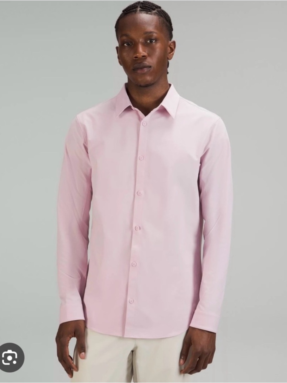 lululemon athletica Men's Pink Peony Stretch Dress Shirt Slimfit Medium